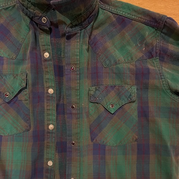 Green/blue button up flannel - Picture 4 of 5